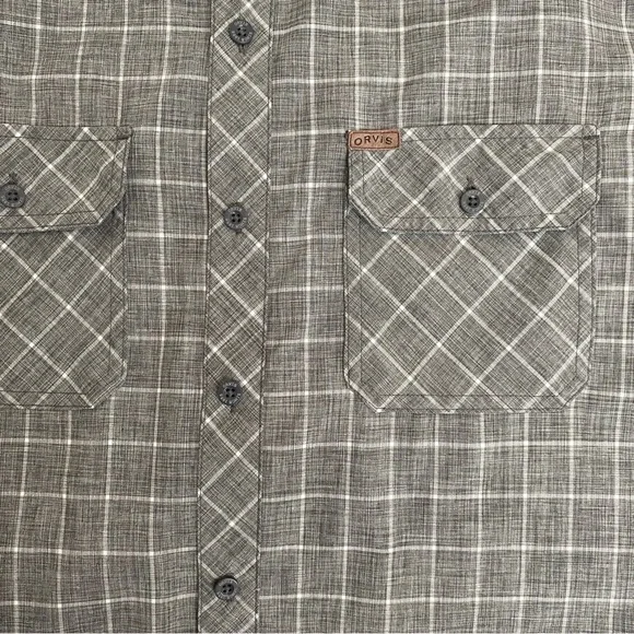 Orvis Mens Shirt Button Up Short Sleeve Gray Check Work Casual XXL - Picture 8 of 9